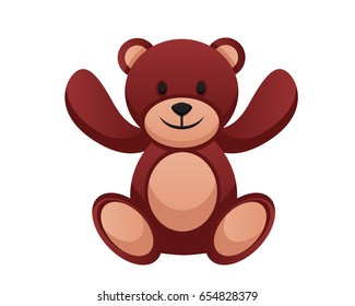 Flat Cute Innocent Stuffed Animal Plush Character Logo - Bear