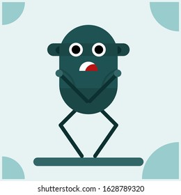 flat cute navy green monster character design