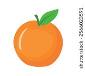 Flat cute orange fruit icon clipart  cartoon animated vector illustration design for kids and children books for learning fruits and alphabet isolated on transparent background