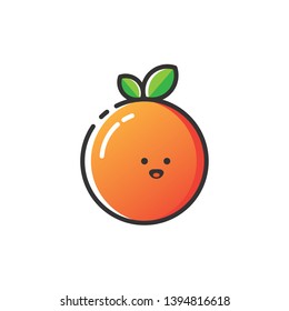 Flat Cute Orange Fruit Icon vector illustration MBE Style EPS 10 