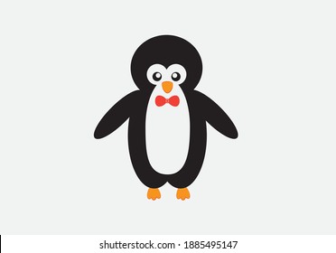 Flat cute penguin. Vector illustration