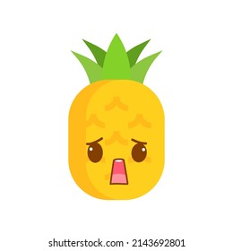 flat cute pineapple fruit character vector