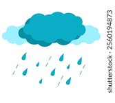Flat Cute Rain Cloud Illustration Symbol with Unique Style Design, Unusual Rainy Weather Forecast Template Vector. High Quality.