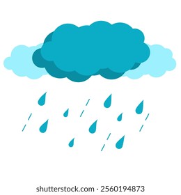 Flat Cute Rain Cloud Illustration Symbol with Unique Style Design, Unusual Rainy Weather Forecast Template Vector. High Quality.