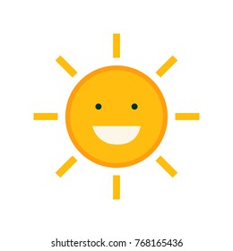 Flat cute sun character design with isolated white background vector illustration.Cartoon sun smiling