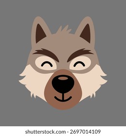Flat cute wolf head illustration design