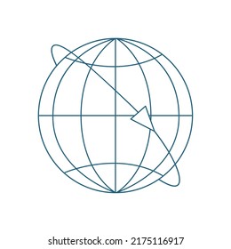 icono del mundo lindo y plano con flecha