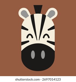 Flat cute zebra head illustration design