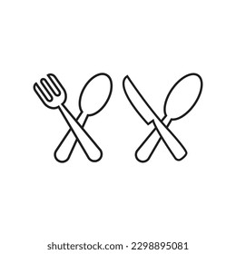 Flaches Cutlery-Symbol. Löffel, Gabeln, Messer-Symbol, Vektorgrafik
