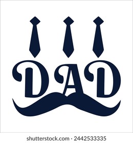 Flat DAD icon isolated. logo illustration. vector tie and mustache icon.