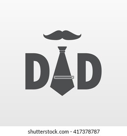 Flat DAD icon isolated. logo illustration. vector tie and mustache icon.