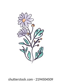 flat daisies design in one line style