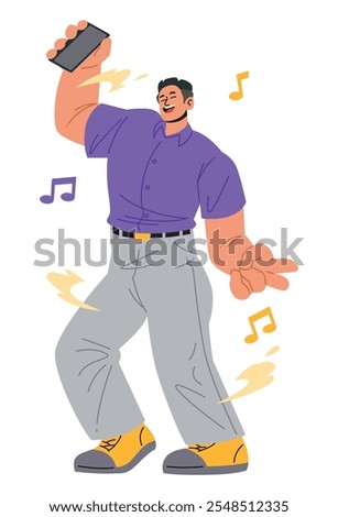 Flat dancing party people with exaggerated body parts