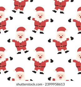 Flat Dancing Santa Claus. Christmas Seamless Pattern vector illustration