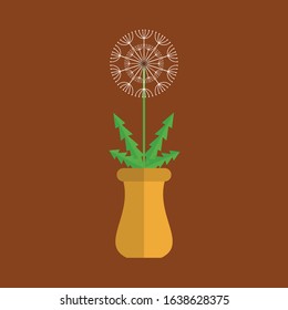 Flat dandelion flower vector, art vector, flower icon logo design