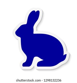 Flat dark blue rabbit sticker icon isolated on white background