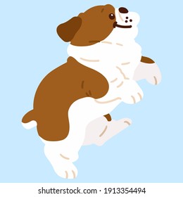 Flat dark brown colored British Bulldog jumping side view