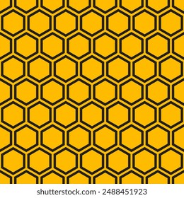 Patrón sin fisuras del hexágono del panal gris oscuro plano en la Ilustración vectorial de fondo naranja