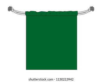 Flat Dark Green Drawstring Bag Template Vector On White Background