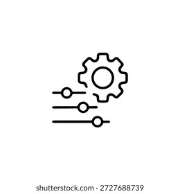 Flat dashboard icon with abstract gear and sliders for system configuration and control UI.
