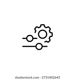 Flaches Dashboard-Icon mit abstrakter Ausrüstung und Schiebereglern für Systemkonfiguration und Steuerungs-UI.

