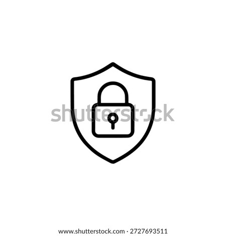 Flat dashboard icon with abstract shield and lock for system access, permissions, and security UI.
