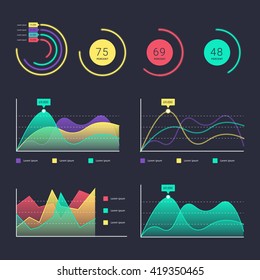 Flat dashboard, set of ui web infographic elements 