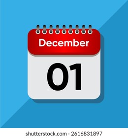 Flat December Calendar Concept – Time and Date UI Element