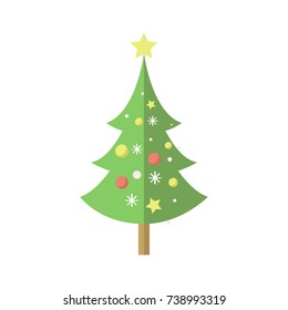 Flat Decorated Mini Christmas Pine Tree