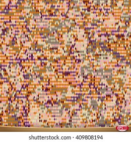 Flat decorative camouflage. Primitive base. Rhombus pixel camo. Vector seamless pattern. Camo. Two layer military war texture background.