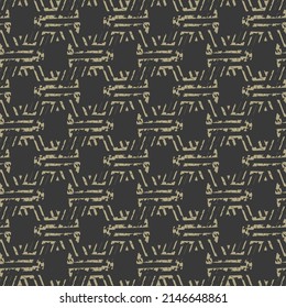 Flat decorative design with squares and broken lines. Grunge geometric ornament. Graphics in shades of black and gray.
