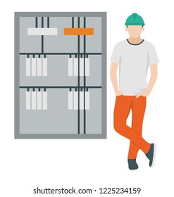
Flat decorative icon of a server electrician  
