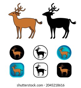 Flat Deer Animal Icon Collection