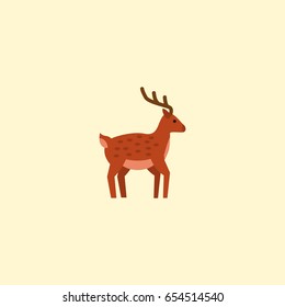 Flat Deer Element. Vector Illustration Of Flat Moose Isolated On Clean Background. Can Be Used As Moose, Deer And Gazelle Symbols.