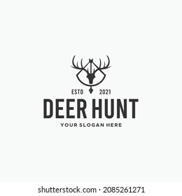 Flachbild-DEER-HUNT-Pfeil-Bogen-Linie-Logo
