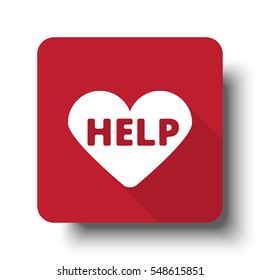 Flat Defibrillator  web icon on red button with drop shadow