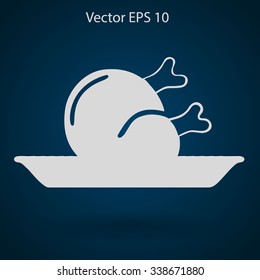Flat delicious chicken icon. Vector