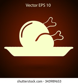Flat delicious chicken icon. Vector