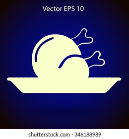 Flat delicious chicken icon. Vector