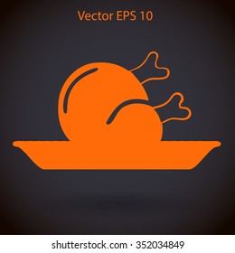 Flat delicious chicken icon. Vector