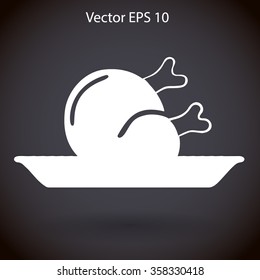 Flat delicious chicken icon. Vector