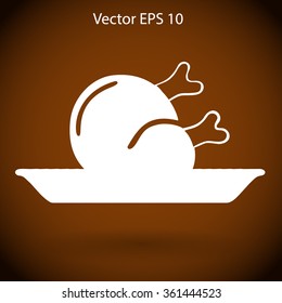 Flat delicious chicken icon. Vector