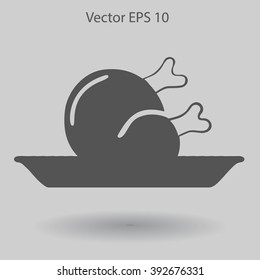 Flat delicious chicken icon. Vector