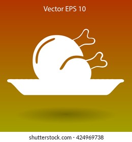 Flat delicious chicken icon. Vector