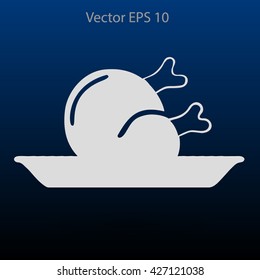 Flat delicious chicken icon. Vector