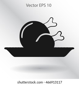 Flat delicious chicken icon. Vector