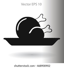 Flat delicious chicken icon. Vector