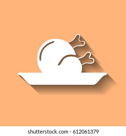 Flat delicious chicken icon. Vector