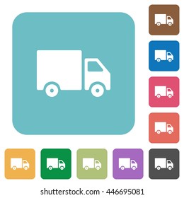 Flat delivery icon set on round color background.