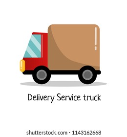 Flat Delivery Service Truck For Poster, Banner, Logo, Icon Of Job Hunting Company Or Delivery System Or Transportation/ Shipping Organization, Commercial Car Shop, Driver Training Center